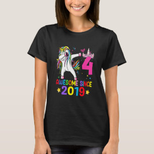 Camiseta Crianças de 4 anos Unicórnio Dabbing 4th Birday Gi
