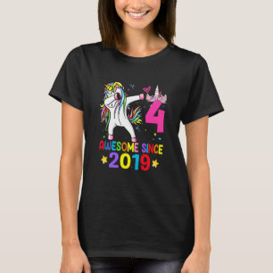 Camiseta Crianças de 4 anos Unicórnio Dabbing 4th Birday Gi