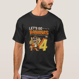 Camiseta Crianças de 4 anos Vamos vão bananas macaco zoo 4º