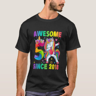 Camiseta Crianças de 5 anos 5 de aniversário Unicórnio Dabb