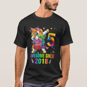 Camiseta Crianças de 5 anos 5 de aniversário Unicórnio Dabb