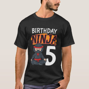 Camiseta Crianças de 5 anos 5 Ninja Birthday Boys Party Mar