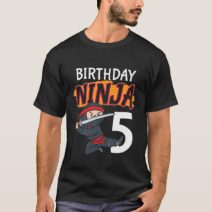 Camiseta Crianças de 5 anos 5 Ninja Birthday Boys Party Mar