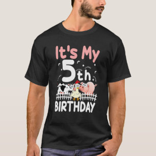 Camiseta Crianças de 5 anos... animais de fazenda de moças.