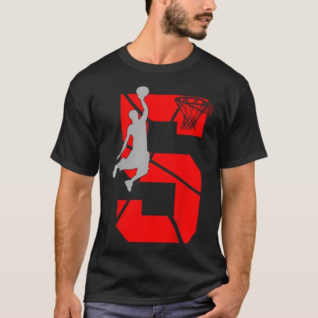 Camiseta Crianças de 5 anos de idade, 5 de basquete, Partit (Frente)