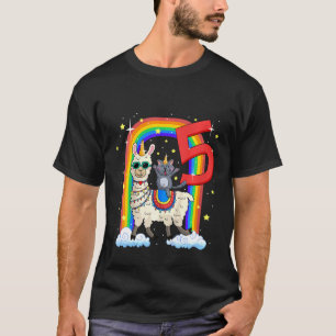 Camiseta Crianças de 5 anos de Llama Llamacorn e Gato Catic