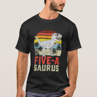 Camiseta Crianças de 5 anos Dinossauro 5 de aniversário T R