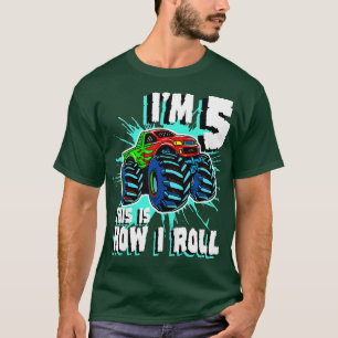 Camiseta Crianças de 5 anos Festa de aniversário de caminhõ