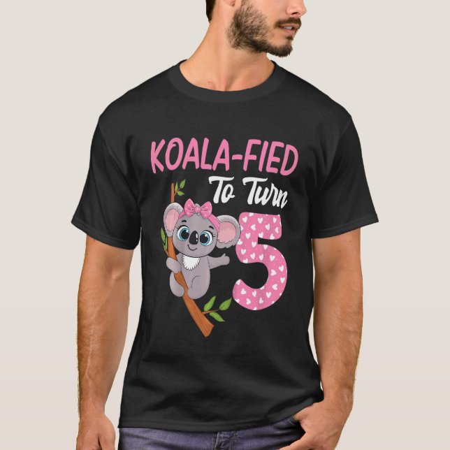 Camiseta Crianças de 5 anos Festa de aniversário de Koala,  (Frente)