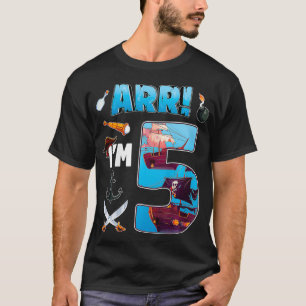 Camiseta Crianças de 5 anos Festa Pirata de 5 anos 5 de ani