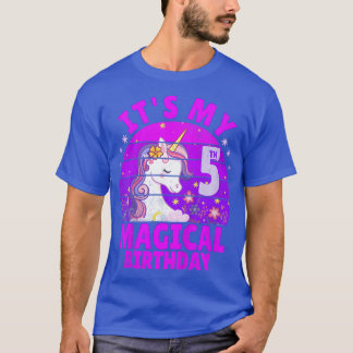 Camiseta Crianças De 5 Anos Garota De Aniversário Unicórnio