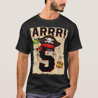 Camiseta Crianças de 5 anos piratas piratas do aniversário 