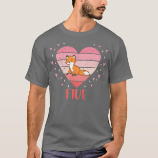 Camiseta Crianças de 5 anos Raposa Cura de Aniversário 5 B