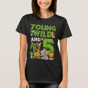 Camiseta Crianças de 5 anos Zoo Aniversário Safari Selva
