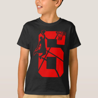 Camiseta Crianças de 6 anos 6 de basquete de basqueteTema d