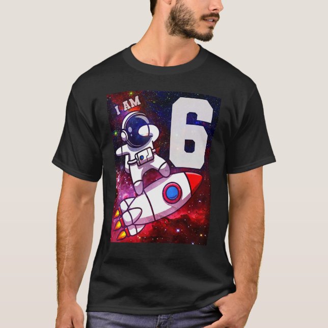 Camiseta Crianças de 6 anos Astronauta Espacial 6 (Frente)