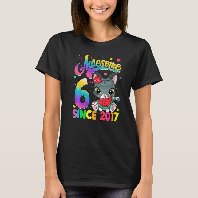 Camiseta Crianças De 6 Anos De Idade Gato Incrível Desde 20 (Frente)