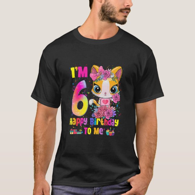 Camiseta Crianças De 6 Anos De Idade Meninas De Aniversário (Frente)