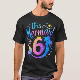 Camiseta Crianças De 6 Anos Esta Sereia É 6 de Aniversário