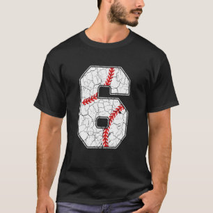 Camiseta Crianças de 6 anos jogadores de beisebol 6 Birthda