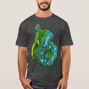 Camiseta Crianças de 6 anos Lizard Reptile 6 aniversário Bd