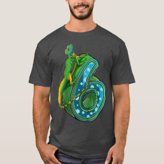 Camiseta Crianças de 6 anos Lizard Reptile 6 aniversário Bd