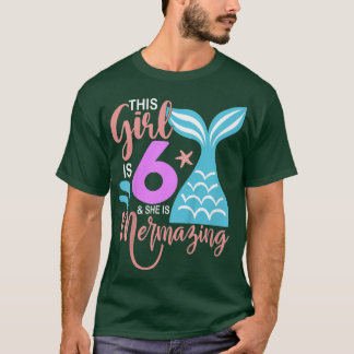 Camiseta Crianças de 6 anos Menina Sereia 6 sith Birthday S
