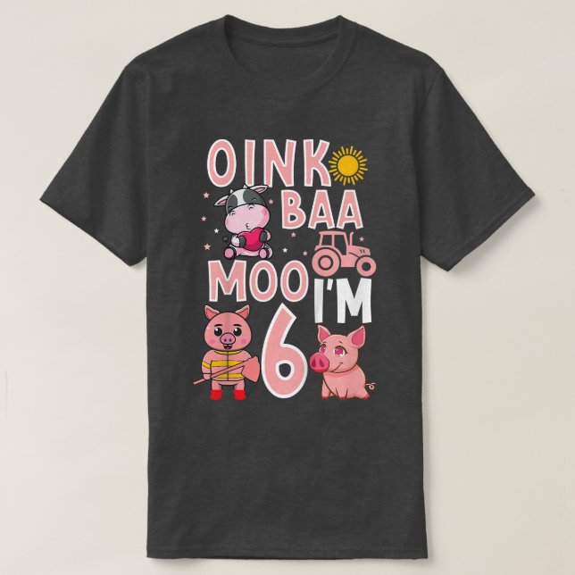 Camiseta Crianças de 6 anos Meninas Animais de Fazenda Meni (Frente do Design)