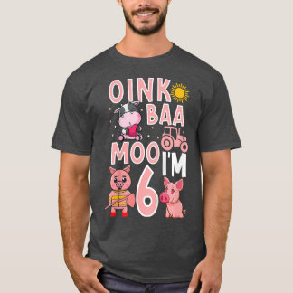 Camiseta Crianças de 6 anos Meninas Animais de Fazenda Meni