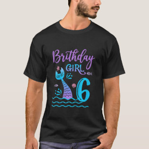 Camiseta Crianças de 6 anos rabo de sereia 6 de aniversário