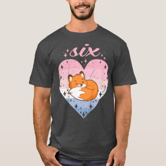 Camiseta Crianças de 6 anos Raposa Cura de Aniversário 6 B