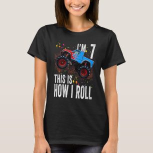 Camiseta Crianças De 7 Anos 7 Birthday Garoto Monster Ca