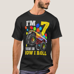 Camiseta Crianças De 7 Anos 7 Birthday Garoto Monster Ca