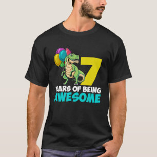 Camiseta Crianças de 7 anos 7 de aniversário Garota Rex Din