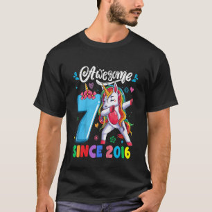 Camiseta Crianças de 7 anos 7 de aniversário Unicórnio Dabb