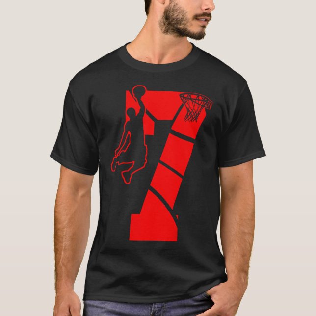 Camiseta Crianças de 7 anos 7 de basquete de basquete (Frente)