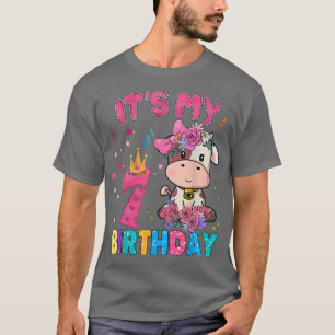 Camiseta Crianças de 7 anos 7 de idade Vaca de Aniversário 
