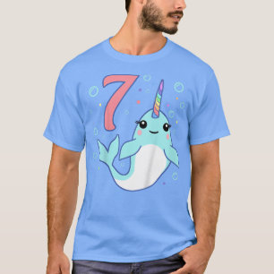 Camiseta Crianças de 7 anos 7 Unicorn Narwhal Undersea Birn