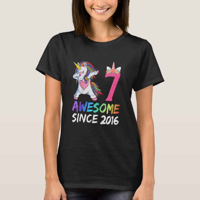 Camiseta Crianças de 7 anos adolescentes bebendo Unicorn 7  (Frente)