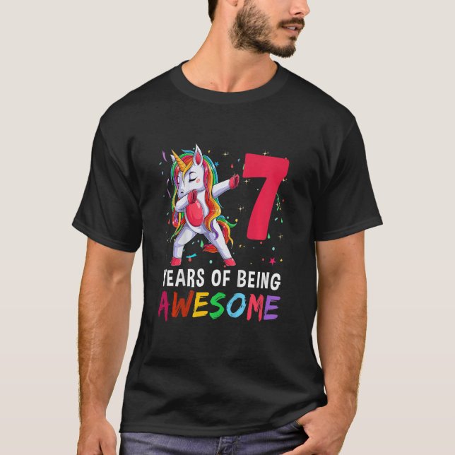Camiseta Crianças de 7 anos adolescentes bebendo Unicorn 7  (Frente)