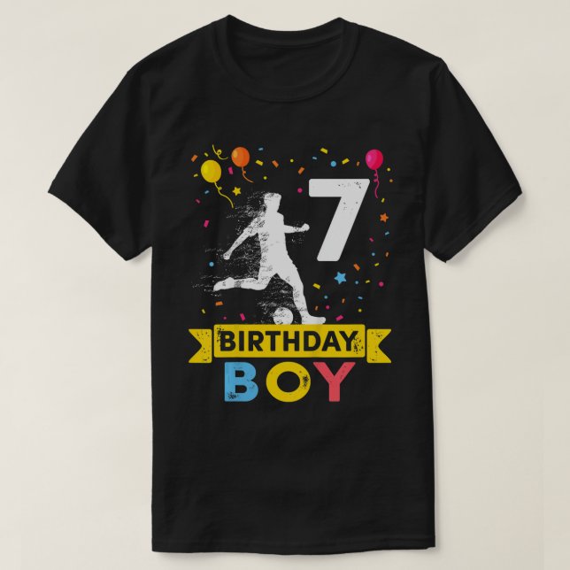 Camiseta Crianças de 7 anos Aniversário 7 de futebol Aniver (Frente do Design)