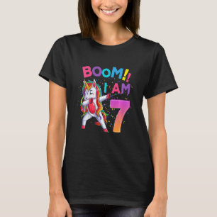 Camiseta Crianças de 7 anos Cute Unicorn Dabbing 7 Bi