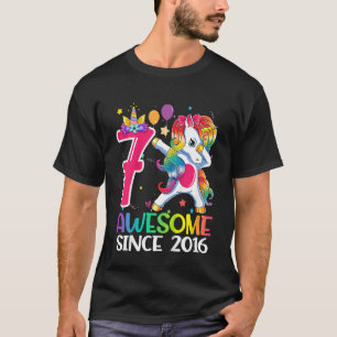 Camiseta Crianças De 7 Anos Dabbing Unicorn incríveis desde