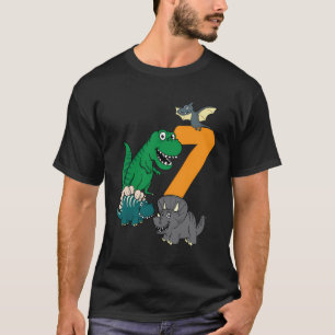 Camiseta Crianças de 7 anos Dino Dinossaur 7 7º aniversário