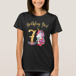 Camiseta Crianças de 7 anos Garota 7 de aniversário de Uni
