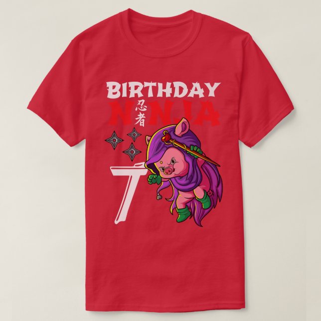 Camiseta Crianças de 7 anos Kawaii Cute Pig Japonês 3º Páss (Frente do Design)