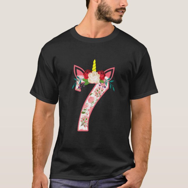 Camiseta Crianças de 7 anos Meninas 7 de Aniversário de 7 a (Frente)
