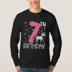 Camiseta Crianças de 7 anos Meninas Unicorn 7 de aniversári