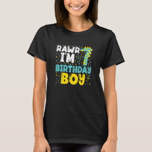 Camiseta Crianças de 7 anos Menino do 7 de aniversário Dino