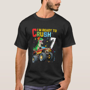 Camiseta Crianças de 7 anos Monstro Dinossauro 7 Birthda